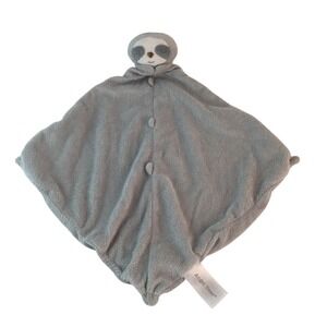 Angel Dear Sloth Lovey Security Blanket 13in Gray Blue Soft Knotted Corners